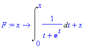 F := proc (x) options operator, arrow; Int(1/(t+exp...