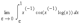 limit(int(x^(-1)*cos(x^(-1)*log(x)),x = epsilon .. 1),epsilon = 0)