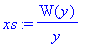 xs := 1/y*W(y)